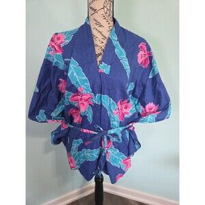 Vintage 1960s Hawaiian Short Kimono Robe Hukilau Fashions
